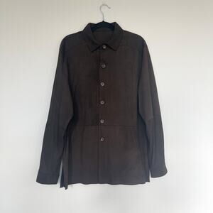 Men's Jose Luis Brown Leather Button Down Shirt NWT size 40 R